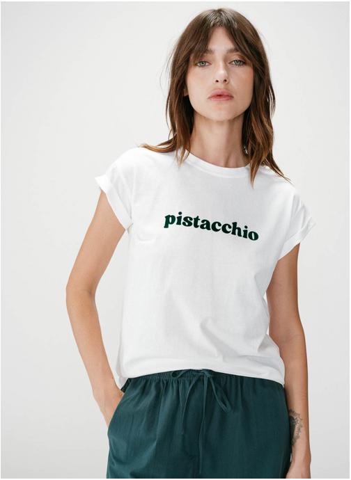 Grace & Mila Tops T-shirt en coton à message brodé emeraude Wylo femme vert