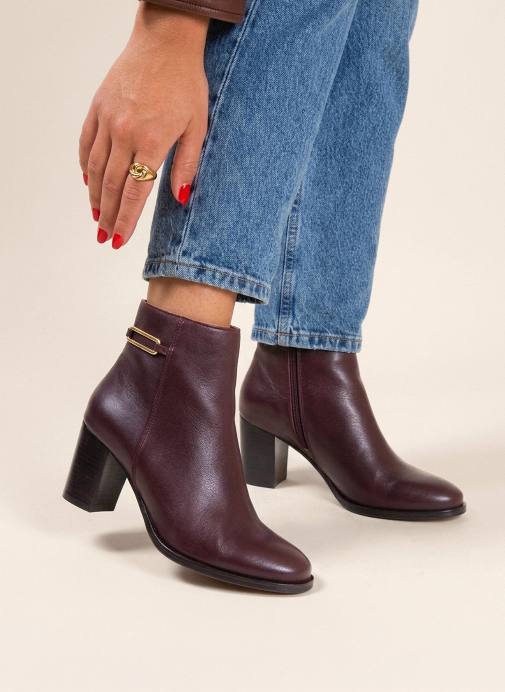 Bottines basses Bottines bijoux talon Zélie femme bordeaux JULES & JENN Bottines basses Bottines bijoux talon Zélie femme bordeaux Bordeaux