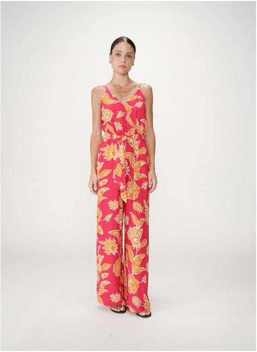 Grace & Mila Combinaisons Combinaison pantalon cache-cœur bretelles fuchsia Wilderose femme rose