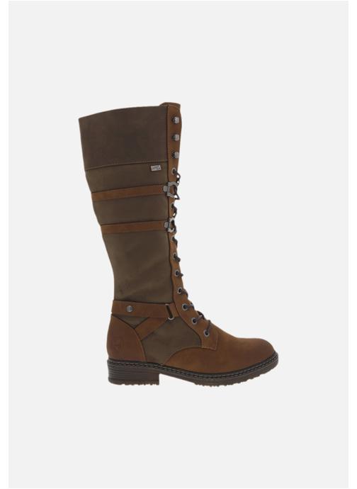 Rieker Bottes Bottes brandy à talon décroché bas avec un zip et des lacets ronds - 780101 femme marron