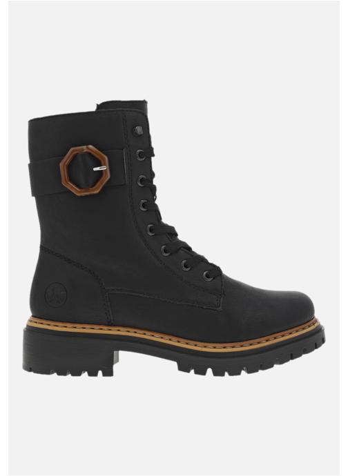 Rieker Bottines basses Bottines noires à talon décroché bas avec des lacets plats et un zip - 707101 femme noir