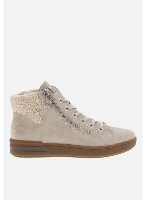 Rieker Bottines basses Bottines beiges à talon plat avec des lacets et un zip latéral - 1308902 femme beige