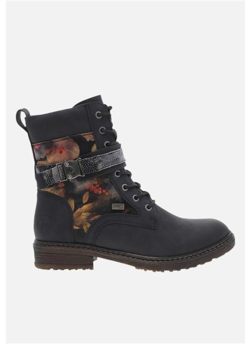 Rieker Bottines basses Bottines bleues à talon décroché bas avec un zip et des lacets ronds - 779901 femme bleu