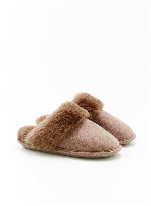 Damart Mules Mules Thermolactyl imitation fourrure femme marron