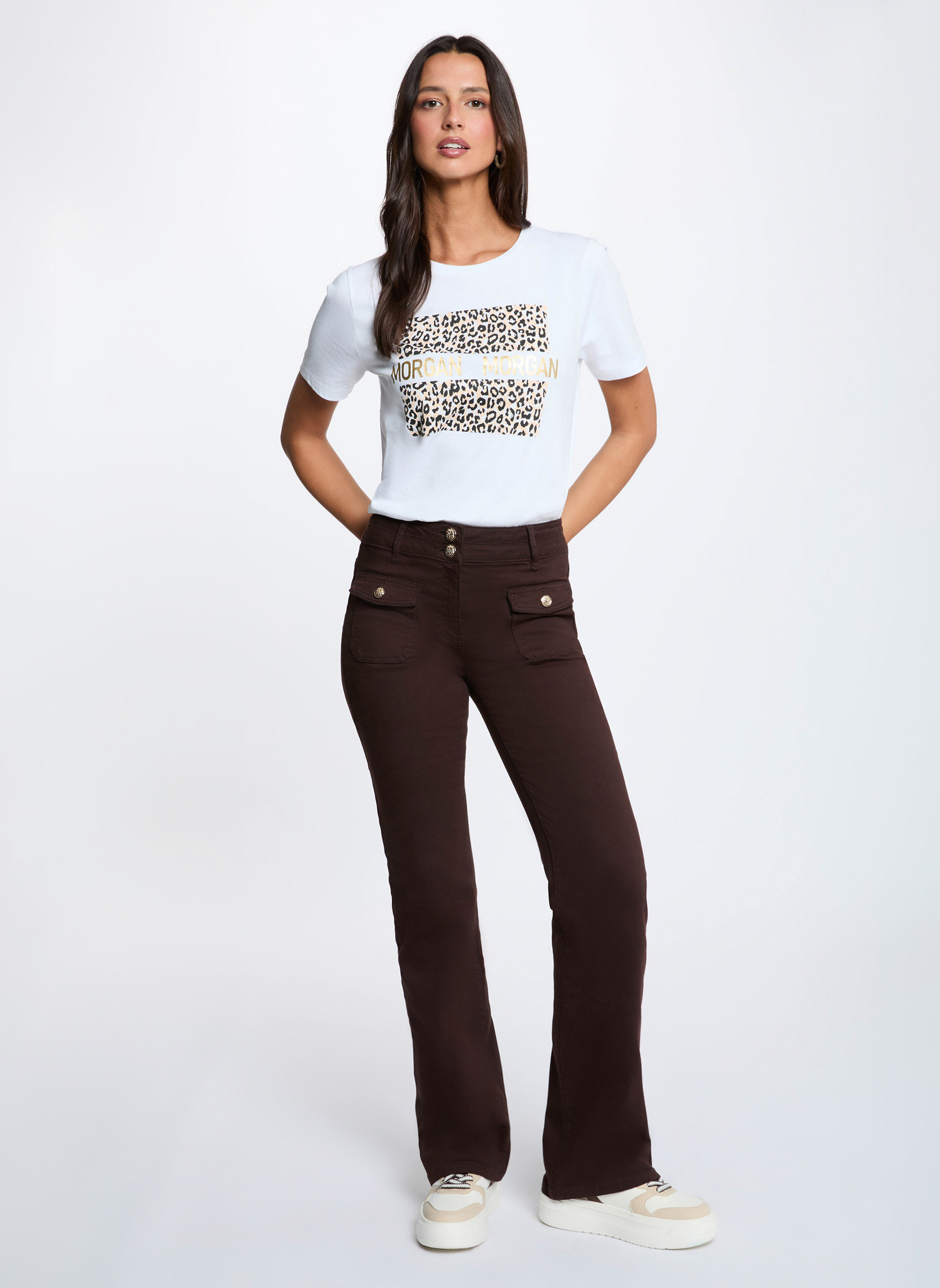 Pantalons droit 262-POLEME femme marron Morgan Pantalons droit 262-POLEME femme marron Marron foncé