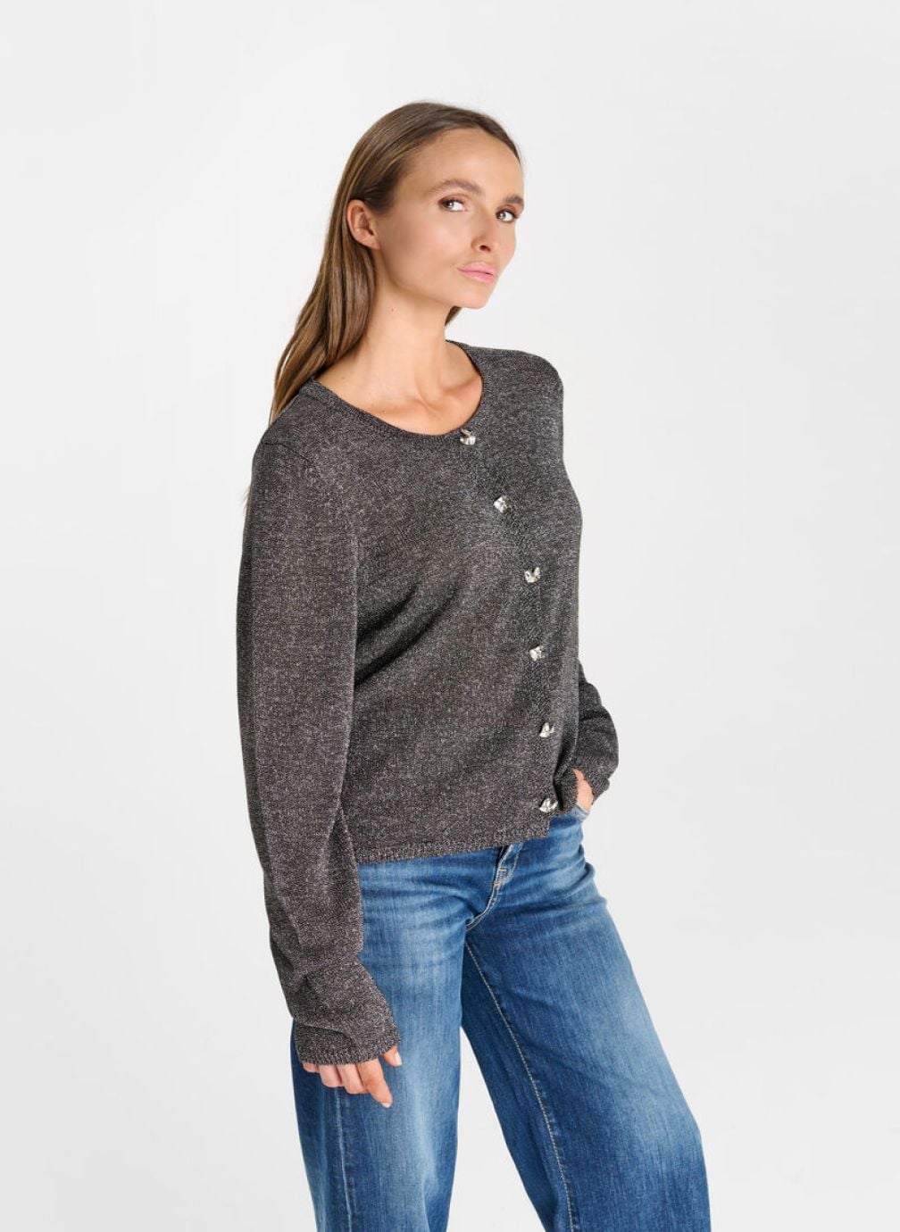 Gilets Cardigan SOAN Grey femme gris Le temps des cerises Gilets Cardigan SOAN Grey femme gris Gris