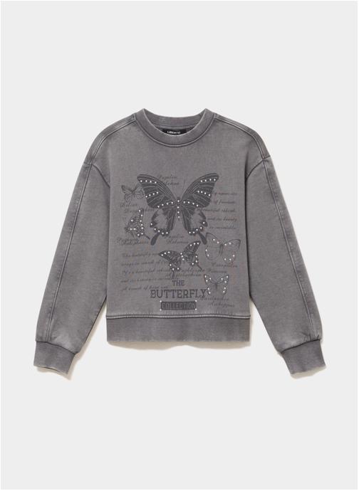 LIBERTO Sweats à capuche LIB4_SHIN_BUTTERFLY fille gris
