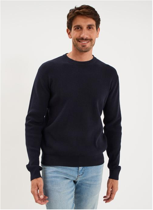 La Halle Pulls LH1RELIEF homme bleu