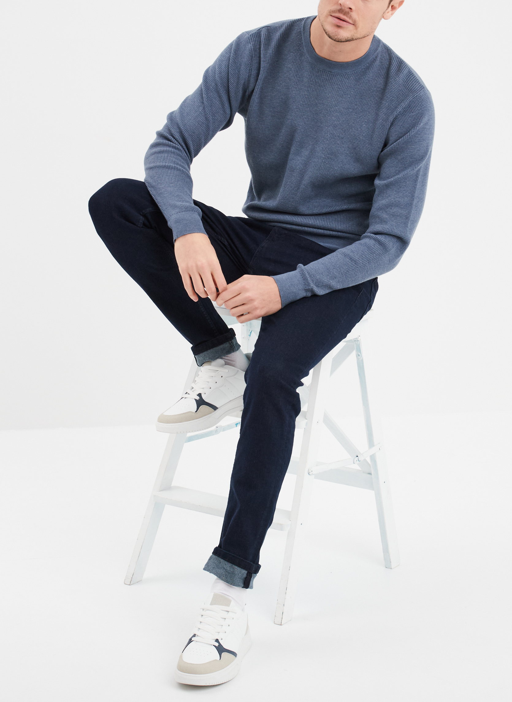 Pulls LH1RELIEF homme bleu La Halle Pulls LH1RELIEF homme bleu Bleu foncé