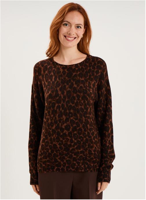 La Halle Pulls LHA3_MAGICAL_AOP femme marron