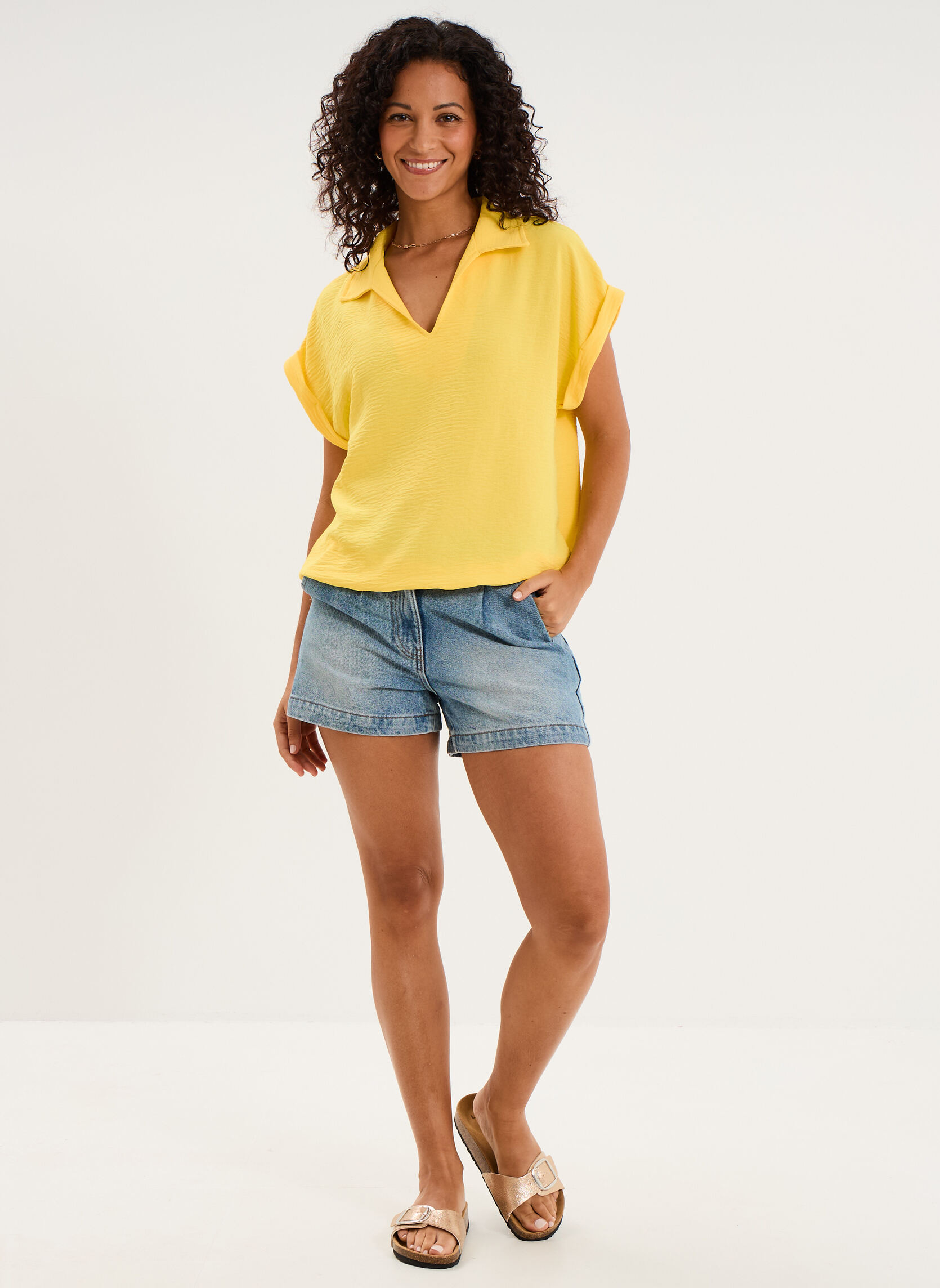 Chemises FF_LHA3_CBOULE femme jaune La Halle Chemises FF_LHA3_CBOULE femme jaune Jaune