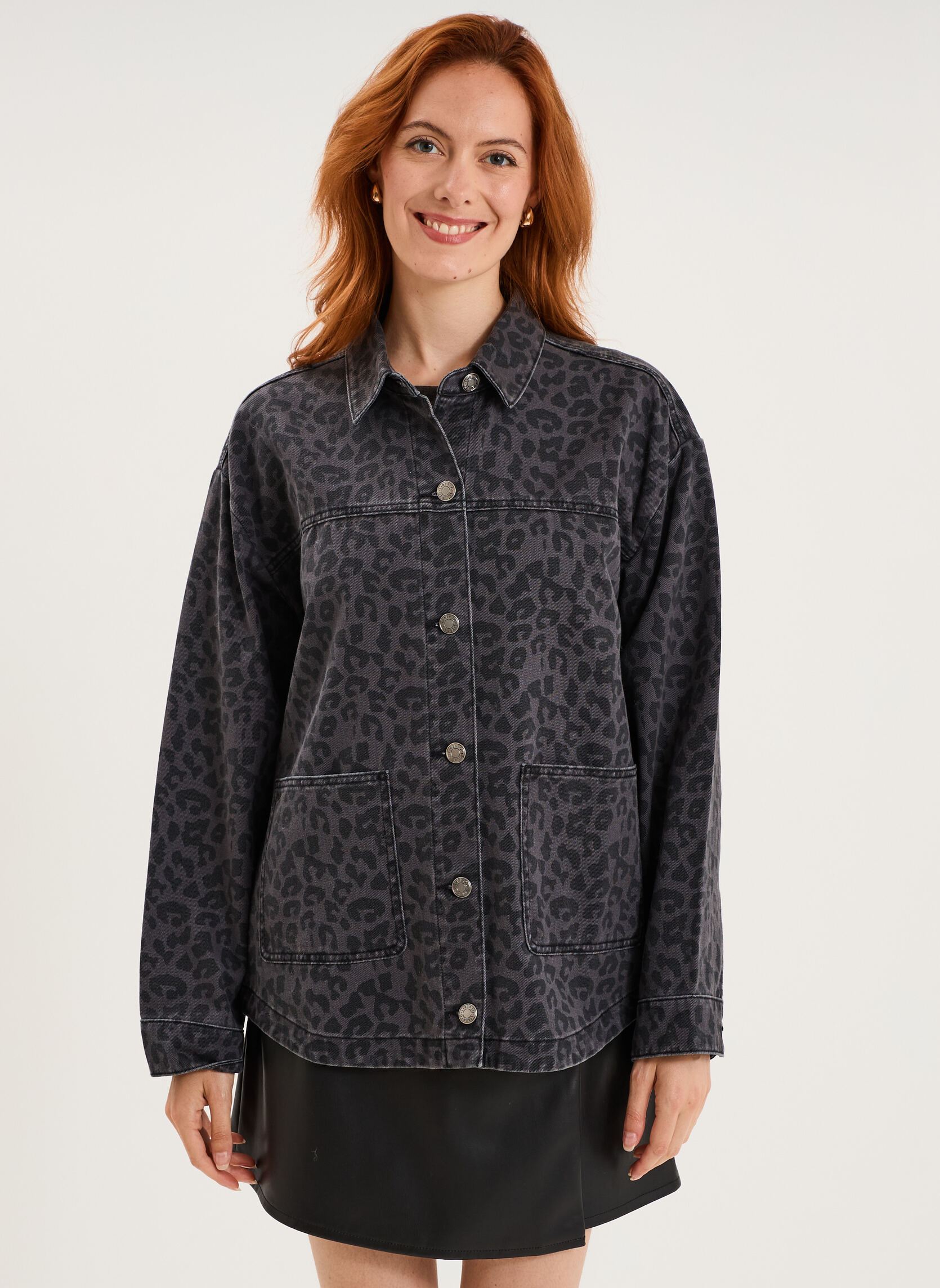 Blousons MIS3_GOVERSHIRT_AOP femme gris LIBERTO Blousons MIS3_GOVERSHIRT_AOP femme gris Gris