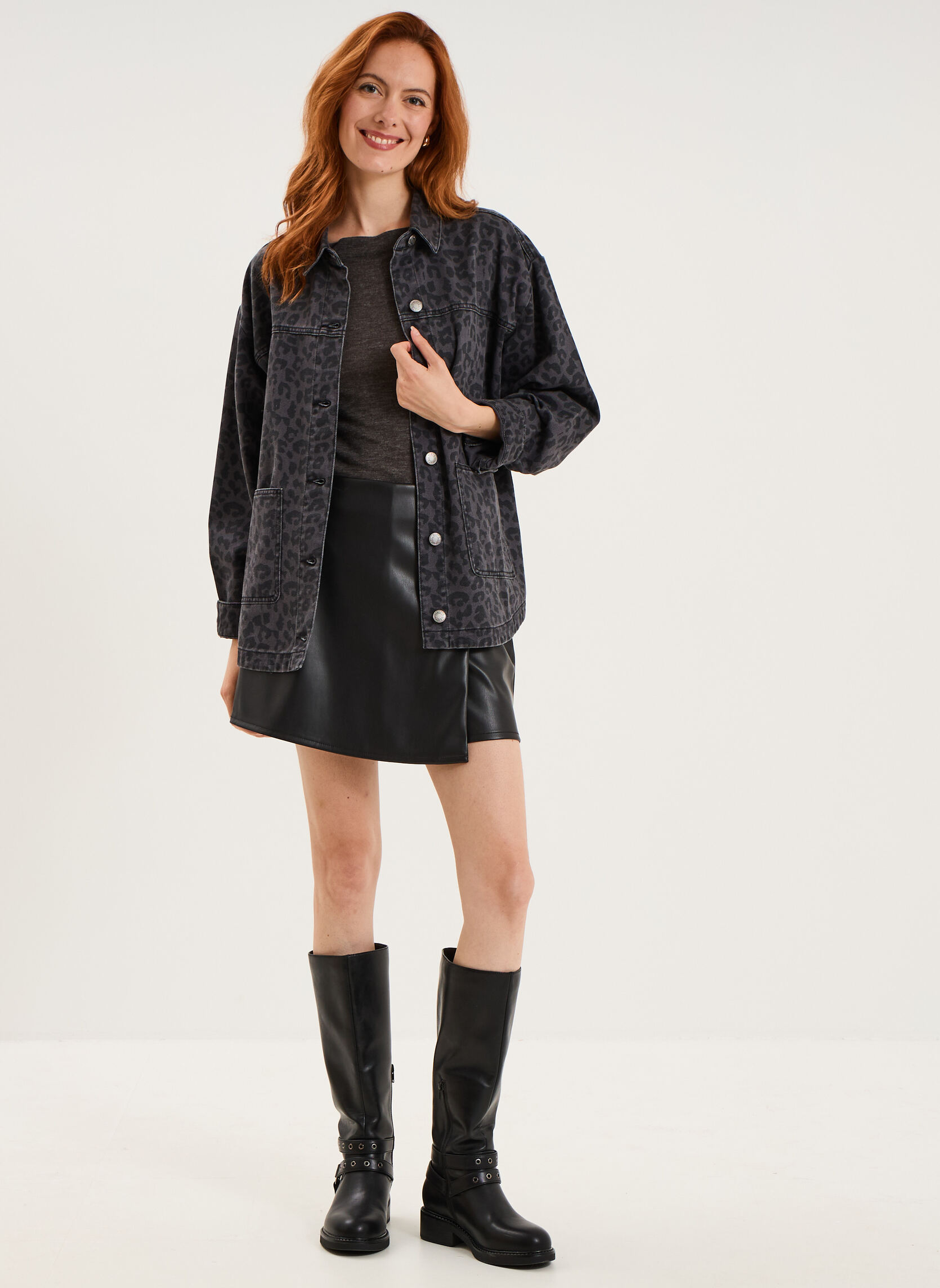 Blousons MIS3_GOVERSHIRT_AOP femme gris LIBERTO Blousons MIS3_GOVERSHIRT_AOP femme gris Gris