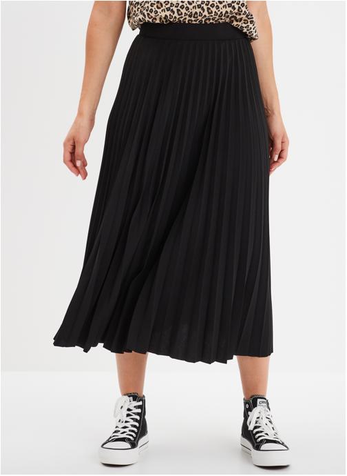 La Halle Jupes mi-longues LHA3_JPLICREPE femme noir