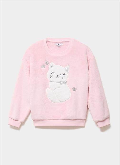 La Halle Sweats à capuche LH4SPONGE_CHAT fille rose
