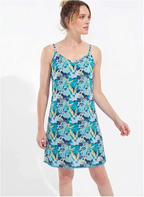 La Fiancée Robes Robe voile de coton bio fines bretelles IONA femme bleu
