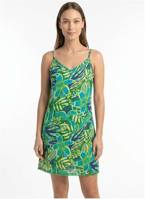 La Fiancée Robes Robe voile de coton bio fines bretelles IONA femme vert