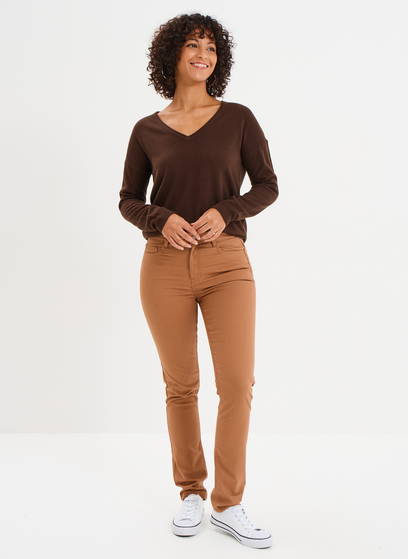Pantalons droit GUINIX2 femme marron La Halle Pantalons droit GUINIX2 femme marron Marron clair