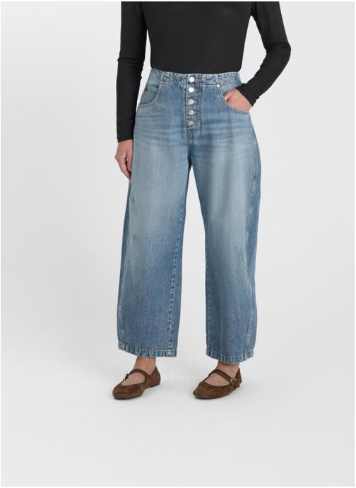 Le temps des cerises Jeans droit Jeans loose Bleu femme bleu