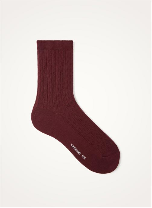 Vanessa Wu Chaussettes TOKYO Low femme bordeaux