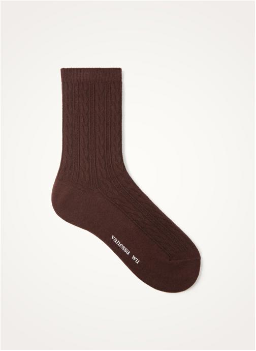 Vanessa Wu Chaussettes TOKYO Low femme marron