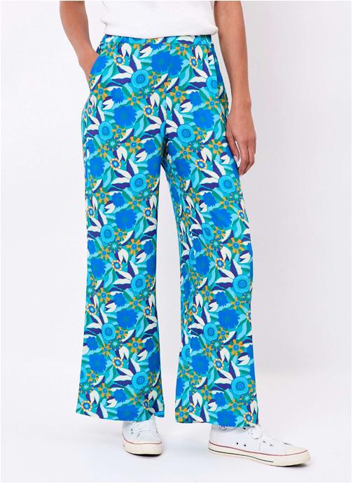 Princesse Nomade Pantalons droit Pantalon imprimé ample élastiqué fluide ALEXIA femme bleu