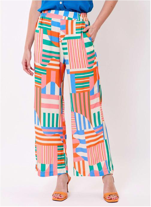 Princesse Nomade Pantalons droit Pantalon imprimé ample élastiqué fluide ALEXIA femme multicolore