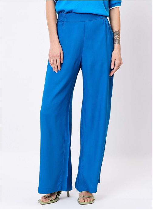 Princesse Nomade Pantalons droit Pantalon imprimé ample élastiqué fluide ALEXIA femme bleu