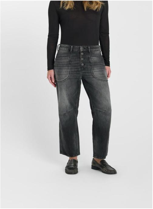 Le temps des cerises Jeans droit Jeans loose Black femme noir