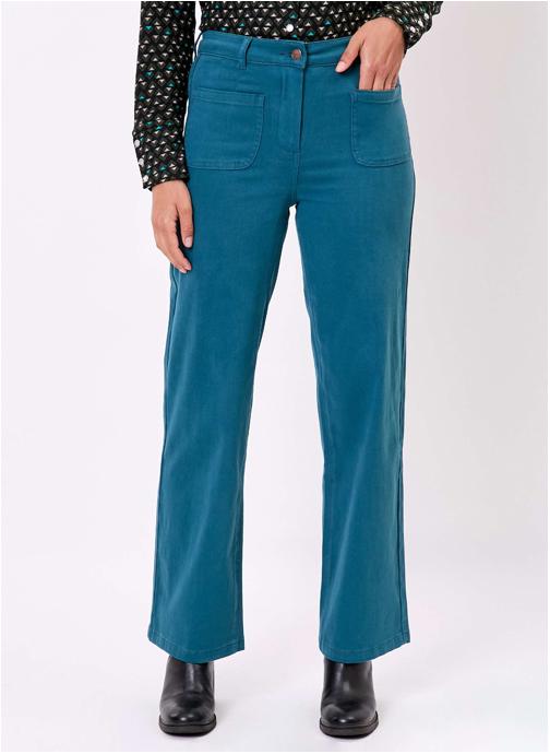 La Fiancée Pantalons droit Pantalon large coton stretch OMAYA femme bleu
