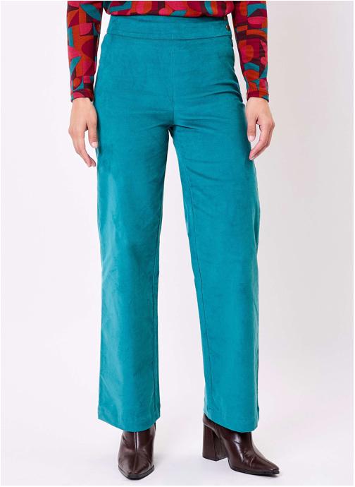 Princesse Nomade Pantalons droit Pantalon droit large velours côtelé bio OSCAR femme bleu