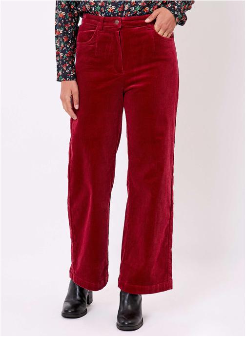 La Fiancée Pantalons droit Pantalon large velours cotelé KEINAN femme rouge