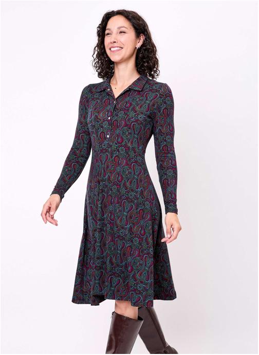 La Fiancée Robes Robe chemise maille fluide imprimée SANDA femme violet