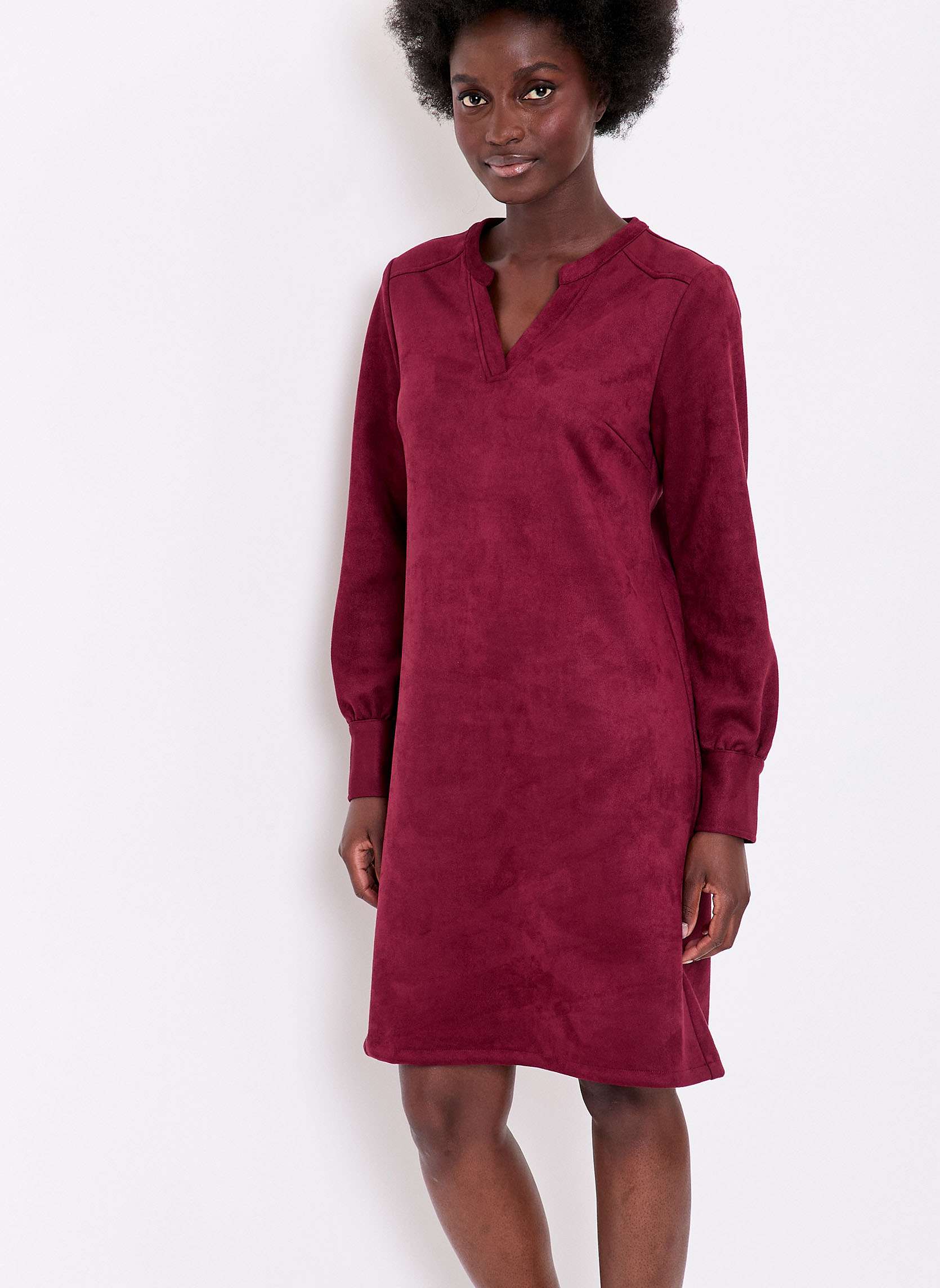 Robes Robe droite suédine souple ANIKA femme rouge La Fiancée Robes Robe droite suédine souple ANIKA femme rouge Rouge foncé