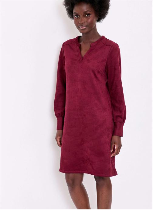 La Fiancée Robes Robe droite suédine souple ANIKA femme rouge