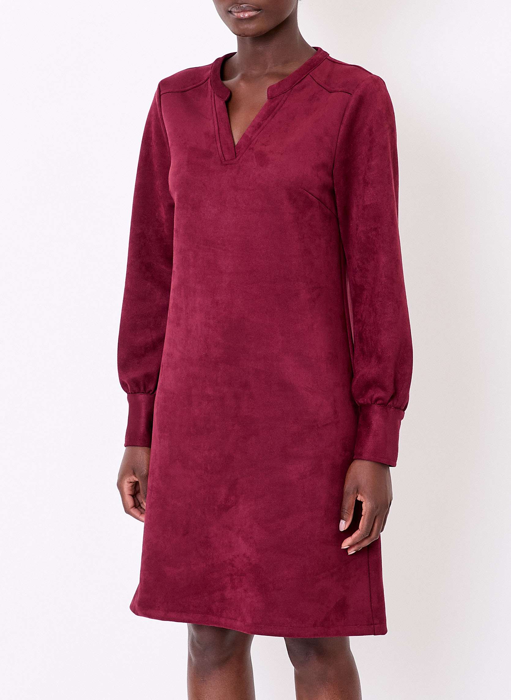 Robes Robe droite suédine souple ANIKA femme rouge La Fiancée Robes Robe droite suédine souple ANIKA femme rouge Rouge foncé