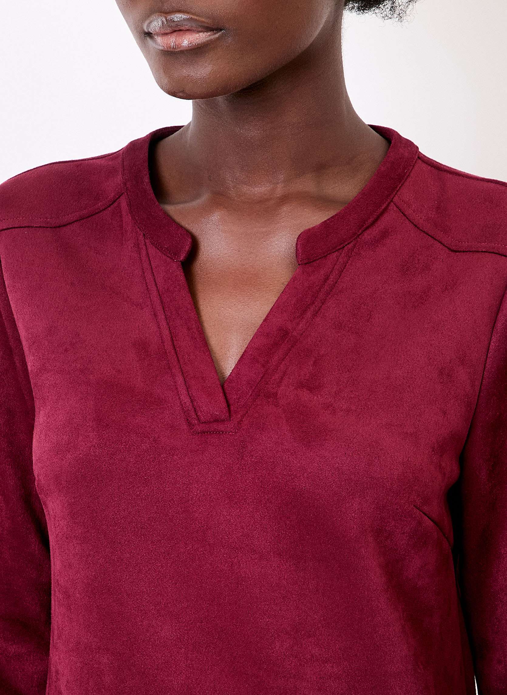 Robes Robe droite suédine souple ANIKA femme rouge La Fiancée Robes Robe droite suédine souple ANIKA femme rouge Rouge foncé