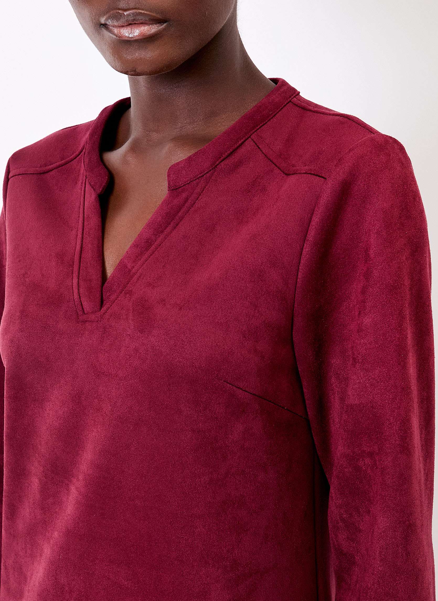Robes Robe droite suédine souple ANIKA femme rouge La Fiancée Robes Robe droite suédine souple ANIKA femme rouge Rouge foncé