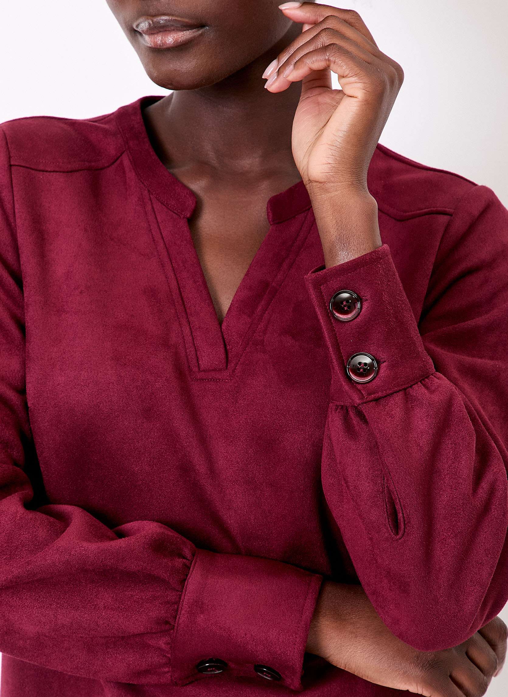 Robes Robe droite suédine souple ANIKA femme rouge La Fiancée Robes Robe droite suédine souple ANIKA femme rouge Rouge foncé