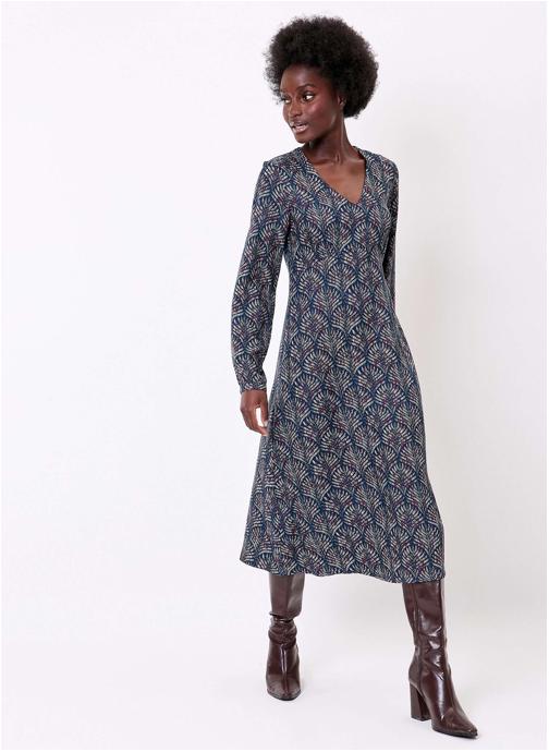 La Fiancée Robes Robe midi fluide imprimée col V LAMANA femme bleu