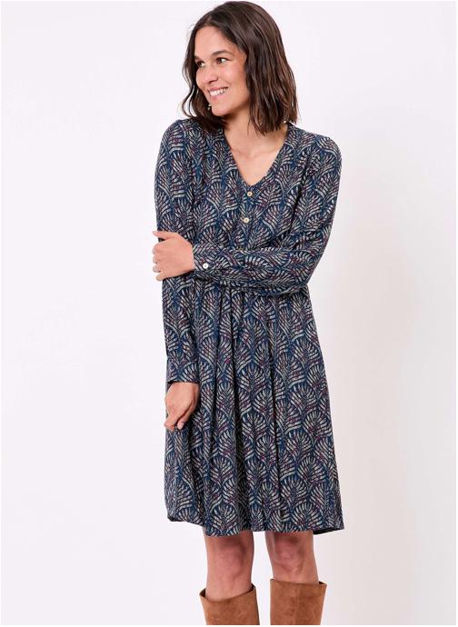 La Fiancée Robes Robe empire fluide imprimée EUDOKO femme bleu