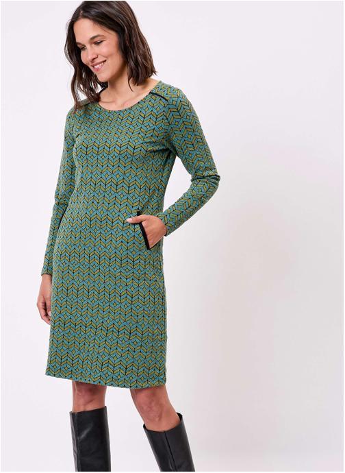 La Fiancée Robes Robe courte maille jacquard PADMA femme vert