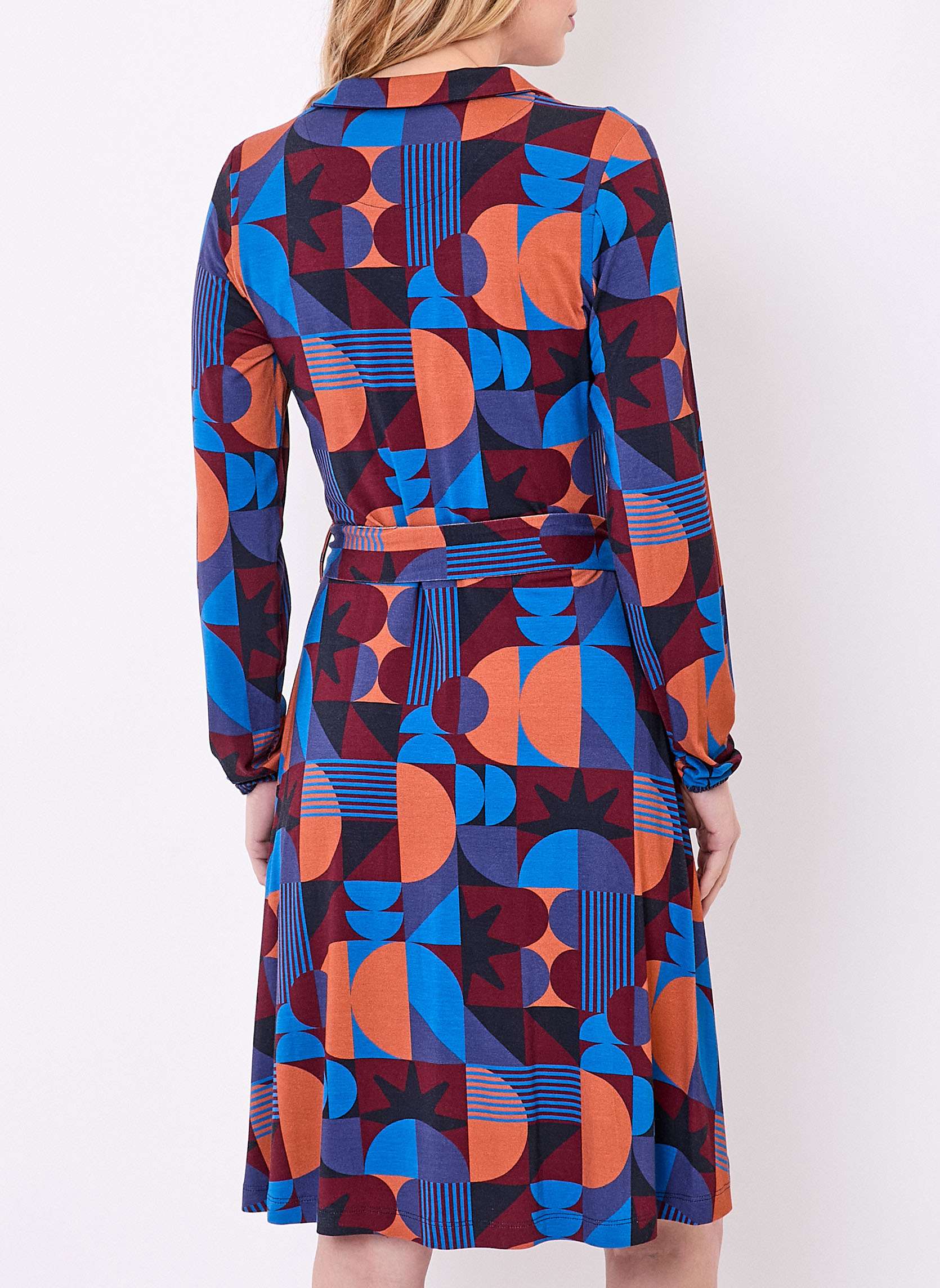 Robes Robe imprimée maille fluide ceinturée EZONE femme bleu Princesse Nomade Robes Robe imprimée maille fluide ceinturée EZONE femme bleu Bleu