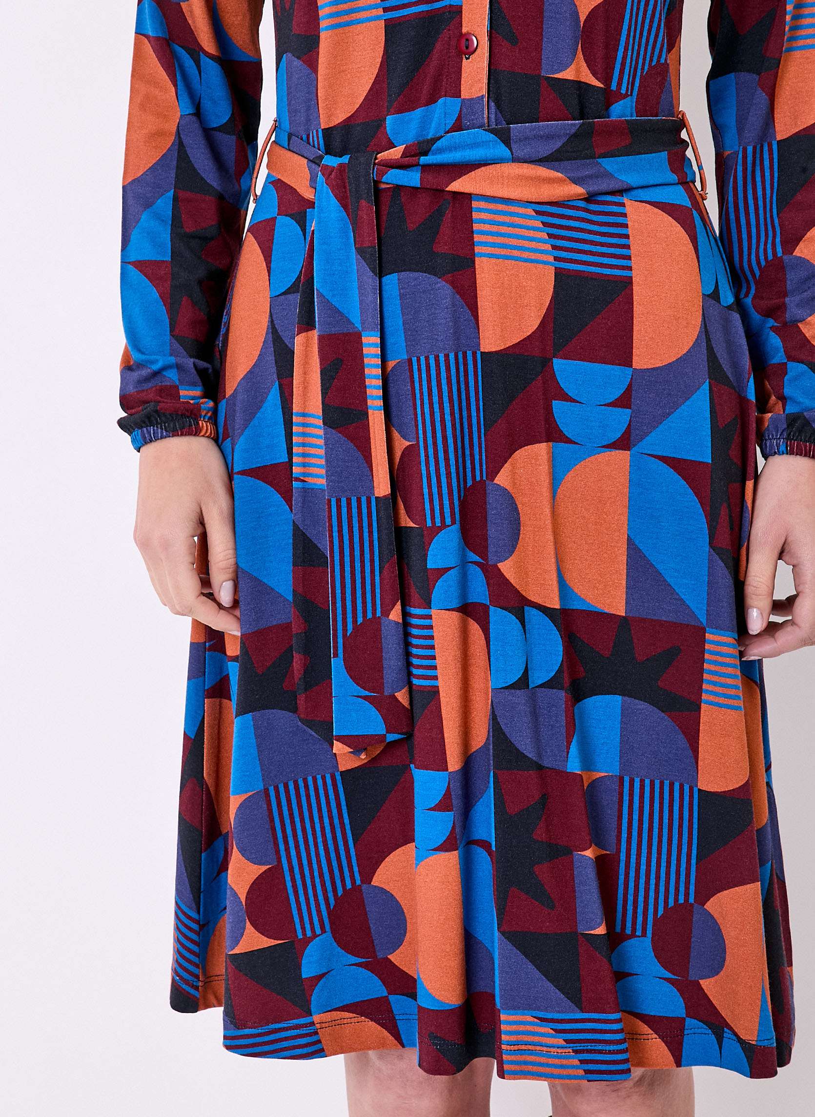 Robes Robe imprimée maille fluide ceinturée EZONE femme bleu Princesse Nomade Robes Robe imprimée maille fluide ceinturée EZONE femme bleu Bleu