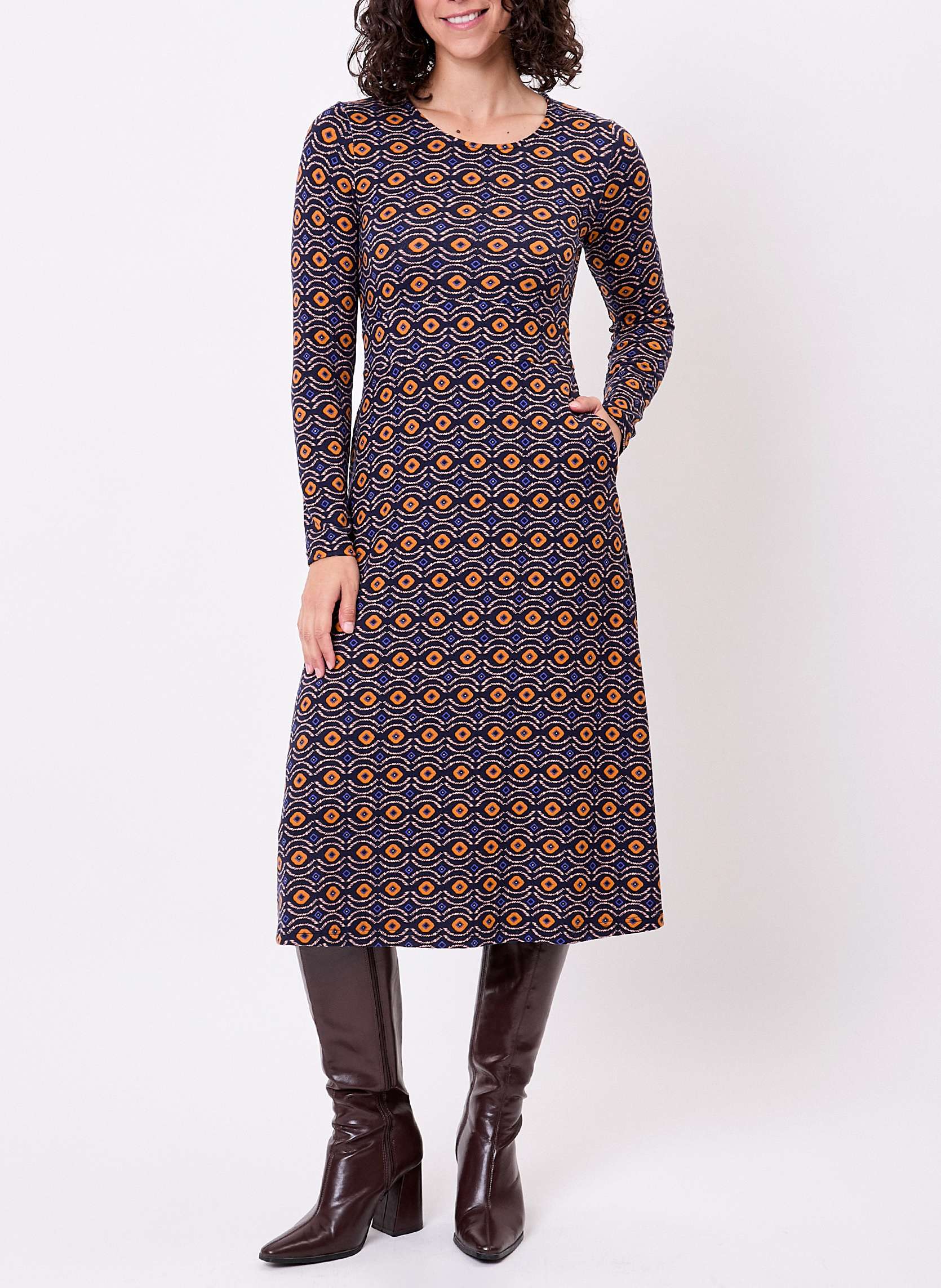 Robes Robe midi imprimée maille fluide BANY femme bleu La Fiancée Robes Robe midi imprimée maille fluide BANY femme bleu Bleu marine