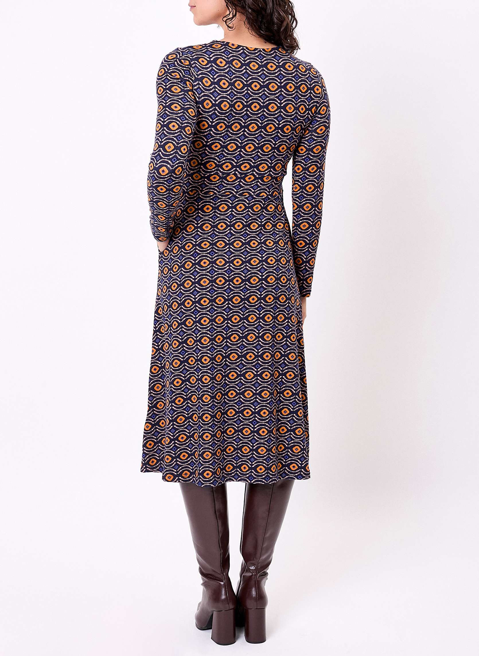Robes Robe midi imprimée maille fluide BANY femme bleu La Fiancée Robes Robe midi imprimée maille fluide BANY femme bleu Bleu marine