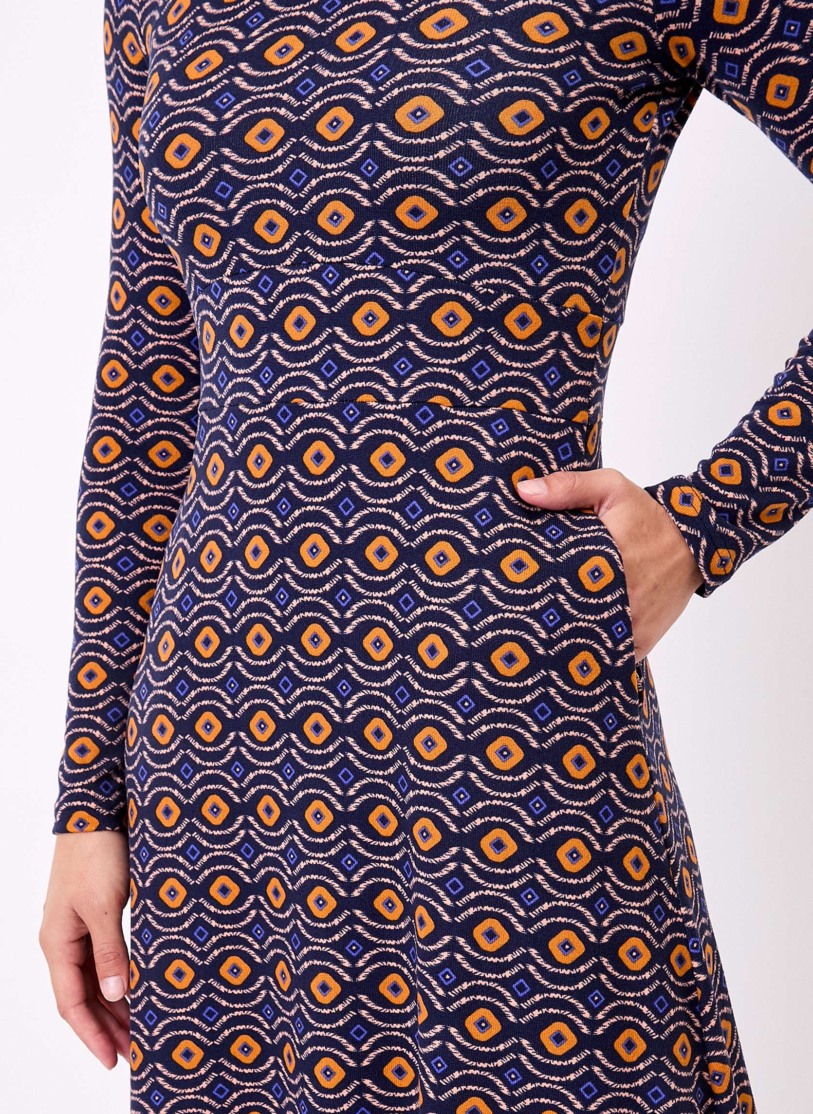 Robes Robe midi imprimée maille fluide BANY femme bleu La Fiancée Robes Robe midi imprimée maille fluide BANY femme bleu Bleu marine