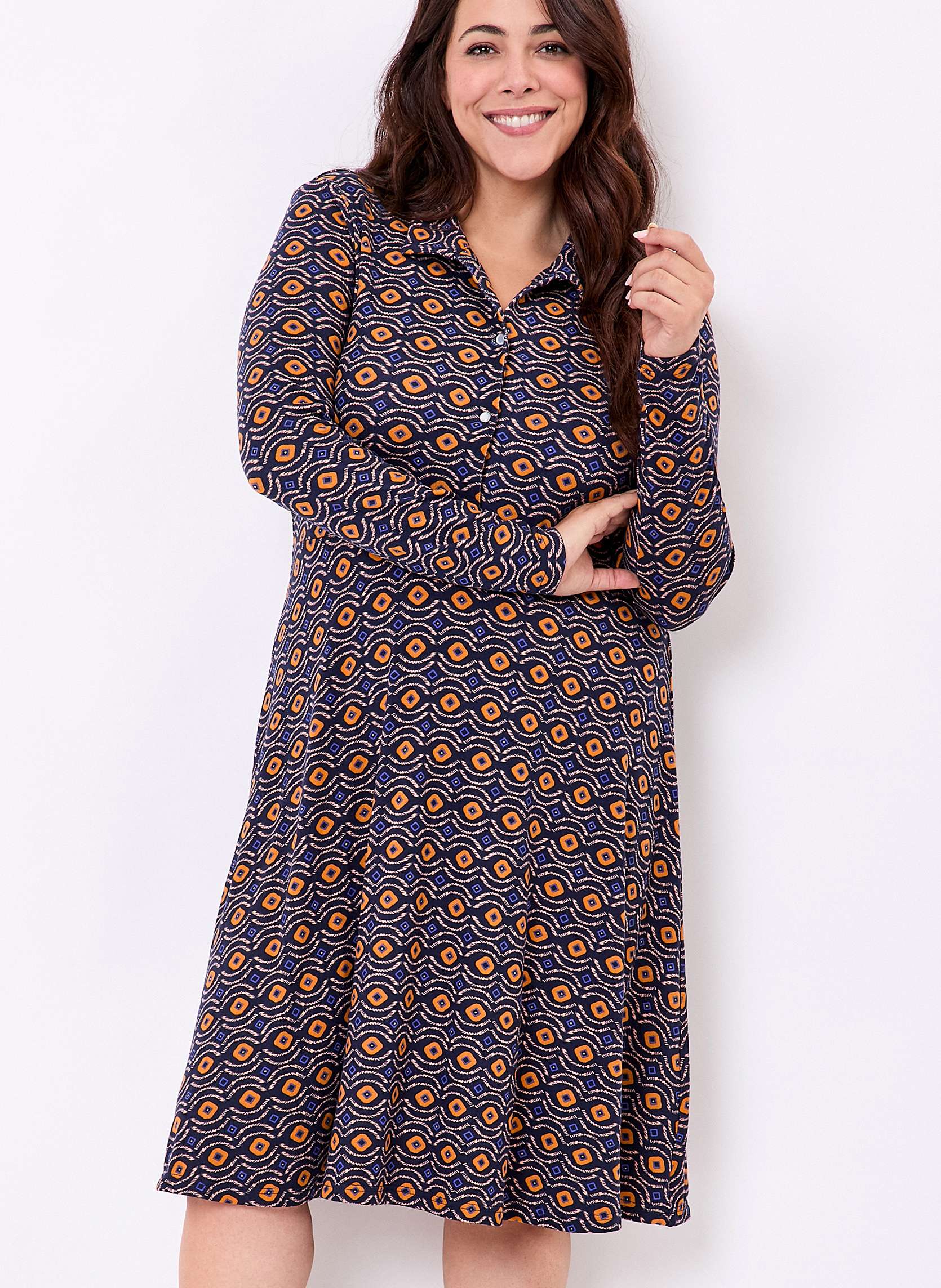 Robes Robe midi imprimée maille fluide BANY femme bleu La Fiancée Robes Robe midi imprimée maille fluide BANY femme bleu Bleu marine