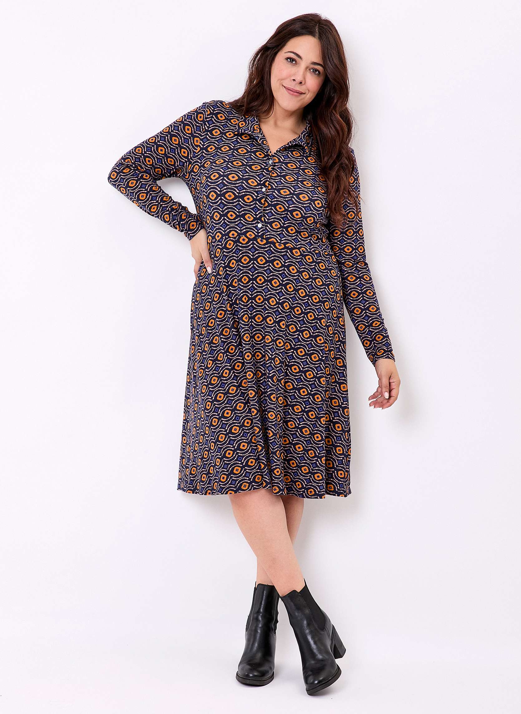 Robes Robe midi imprimée maille fluide BANY femme bleu La Fiancée Robes Robe midi imprimée maille fluide BANY femme bleu Bleu marine