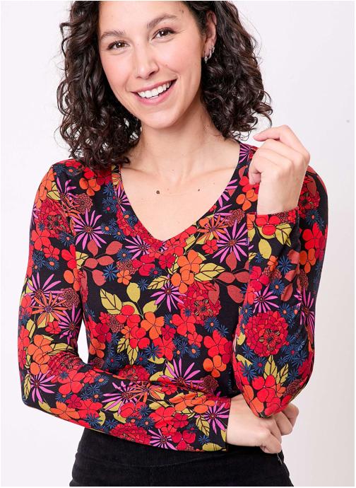 Princesse Nomade Tee-shirts T-shirt imprimé maille fluide col V JULIA femme multicolore